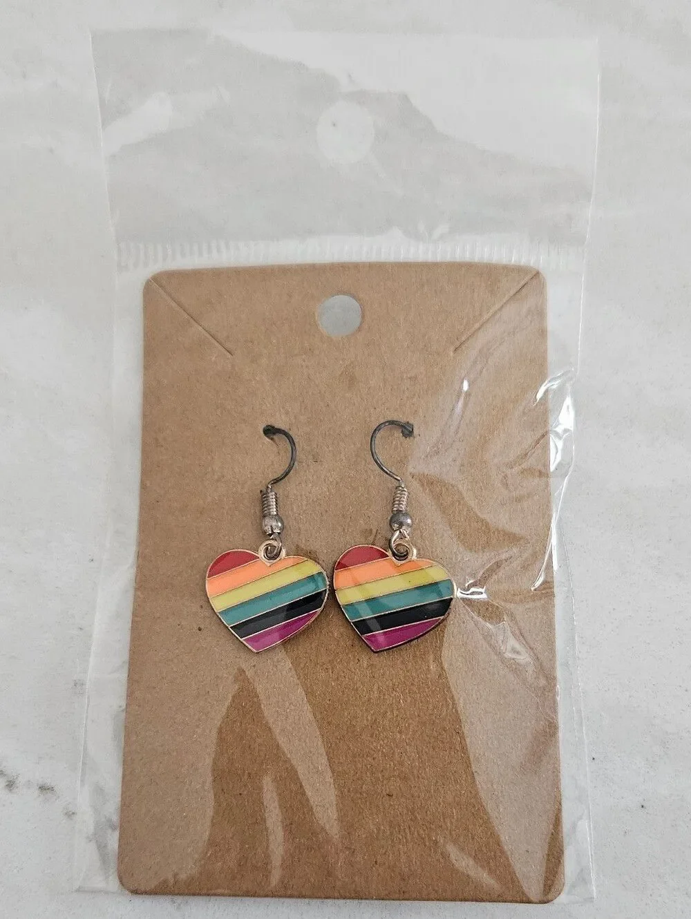 Rainbow Striped Heart Earrings